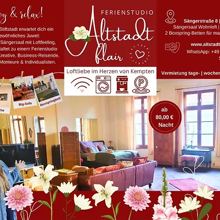 Ferienstudio Altstadtflair -loftfeeling Im Saengersaal In Der Stiftsstadt Mit Parkplatz * 肯普滕